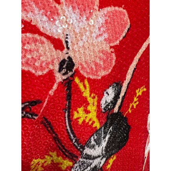 Diane Von Furstenberg DVF Dress 6 Sequin Fluid Floral Mini Red - Picture 5 of 7